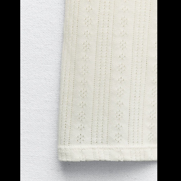 NWT ZARA FLORAL POINTELLE TOP - Picture 8 of 8